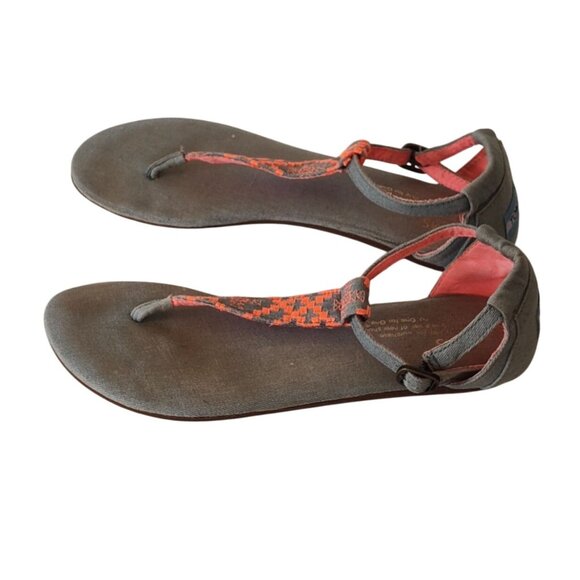 Toms Thong Sandals Southwestern Blue Orange Women Size 6 Ankle Strap FLAW - Picture 2 of 6